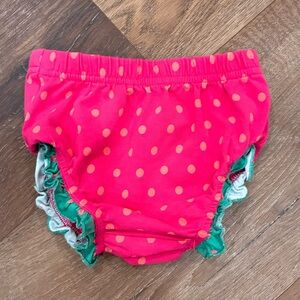 Matilda Jane Pink Polka Dot Bloomers Green Ruffles Diaper Cover 6-12m